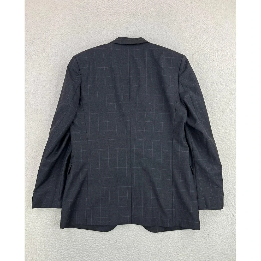 HUGO BOSS Suit Jacket Mens 40R (EU 50) Gray Check Wool 2 Button Blazer Bulgaria